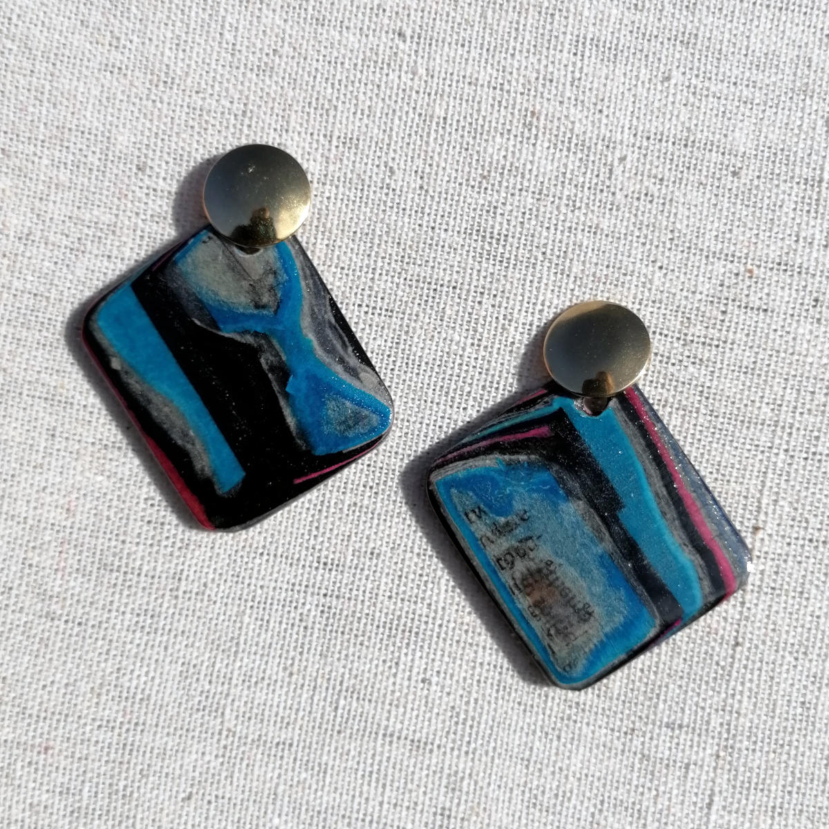 Blue Micarta Earrings made in Austria