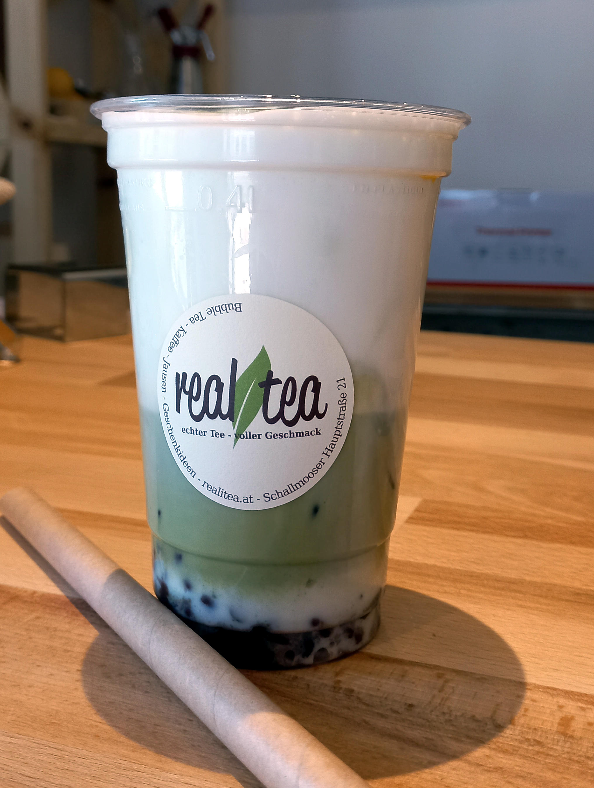 Matcha Latte with boba or red beans