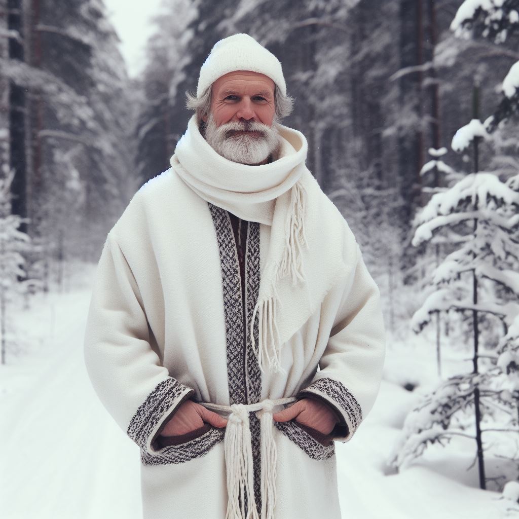 Alter Mann im Winterwald