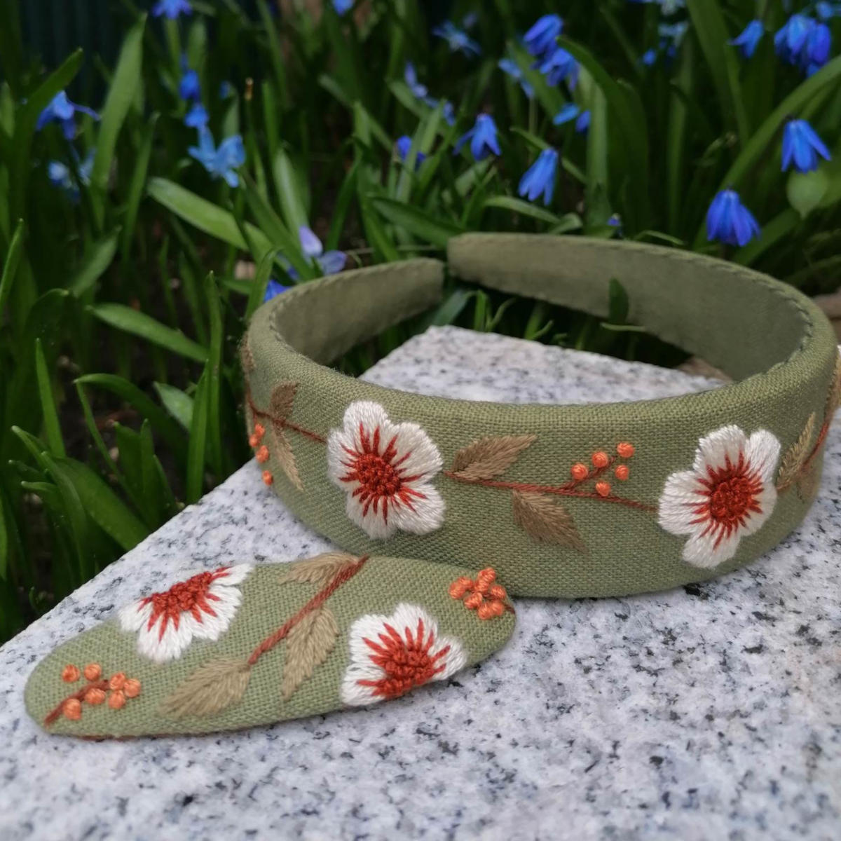Hand embroidered hair accessories, made with love in Vietnam